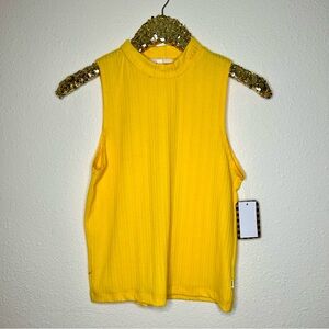 Vans Oh Snap Sunflower Yellow Ribbed Mock Neck Muscle Tank M